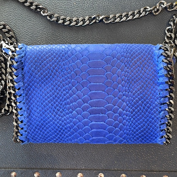 Snakeskin Embossed Blue Leather Purse - Picture 4 of 5